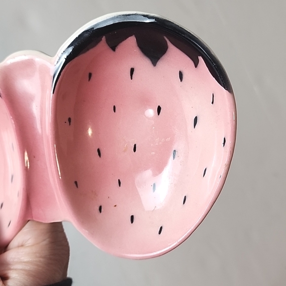 Vintage 1950s strawberry ceramic double spoon rest - Picture 4 of 5